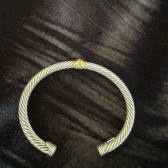David Yurman Classic Cable Silver Bracelet with Diamond and Gold Accents - Picture 2 of 4